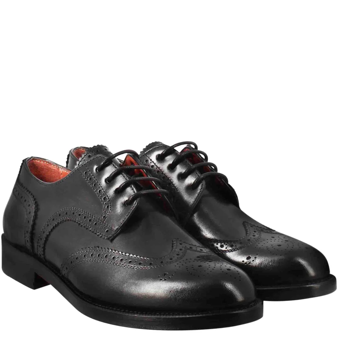 Derby Da Donna Con Effetto Brogue In Pelle Colore Nero
