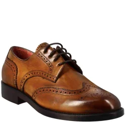 Derby Da Donna Con Effetto Brogue In Pelle Colore Marrone Chiaro