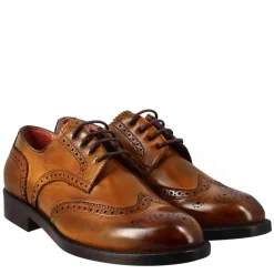 Derby Da Donna Con Effetto Brogue In Pelle Colore Marrone Chiaro
