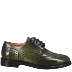 Derby Da Donna Con Effetto Brogue In Pelle Colore Verde Scuro