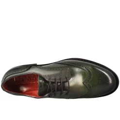 Derby Da Donna Con Effetto Brogue In Pelle Colore Verde Scuro