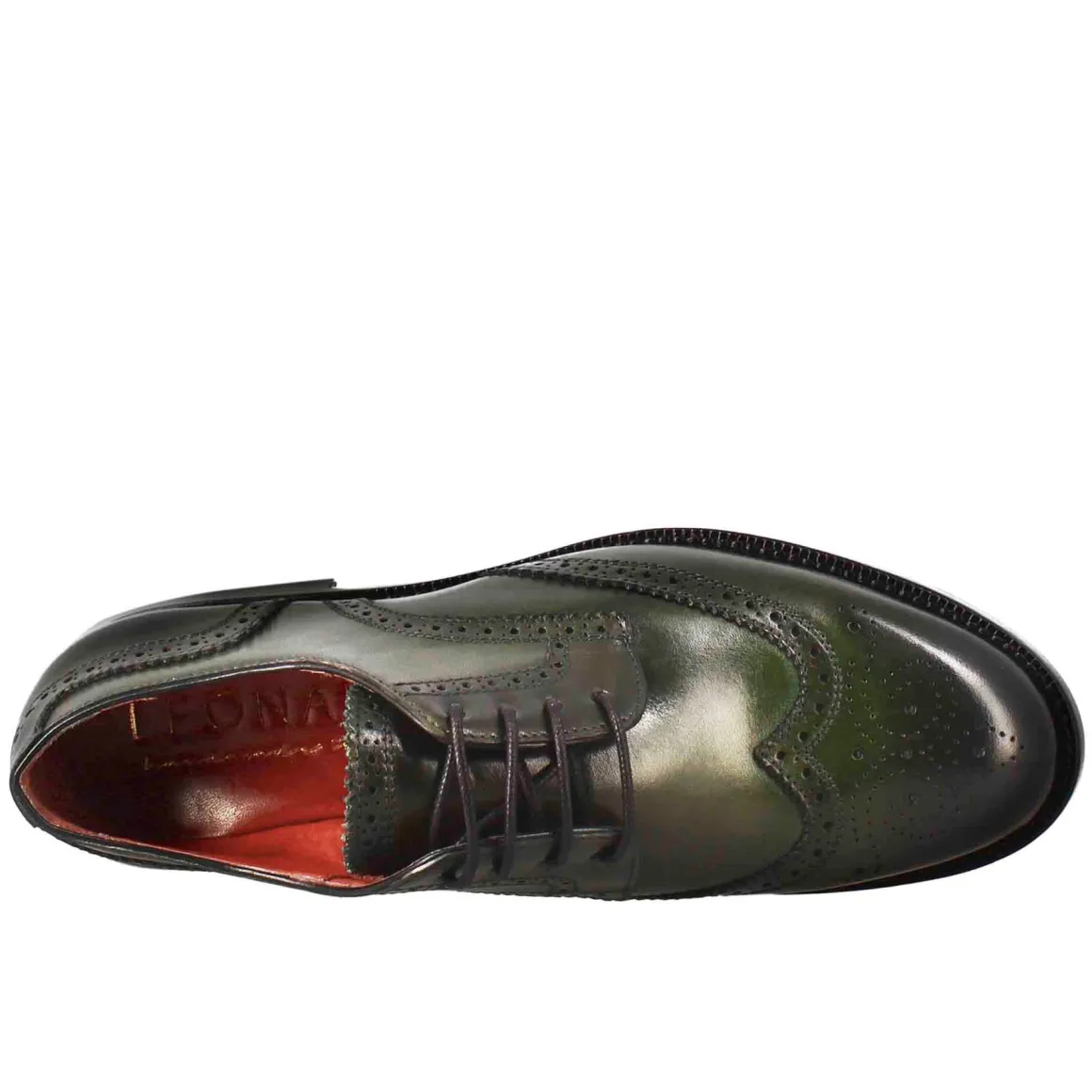 Derby Da Donna Con Effetto Brogue In Pelle Colore Verde Scuro