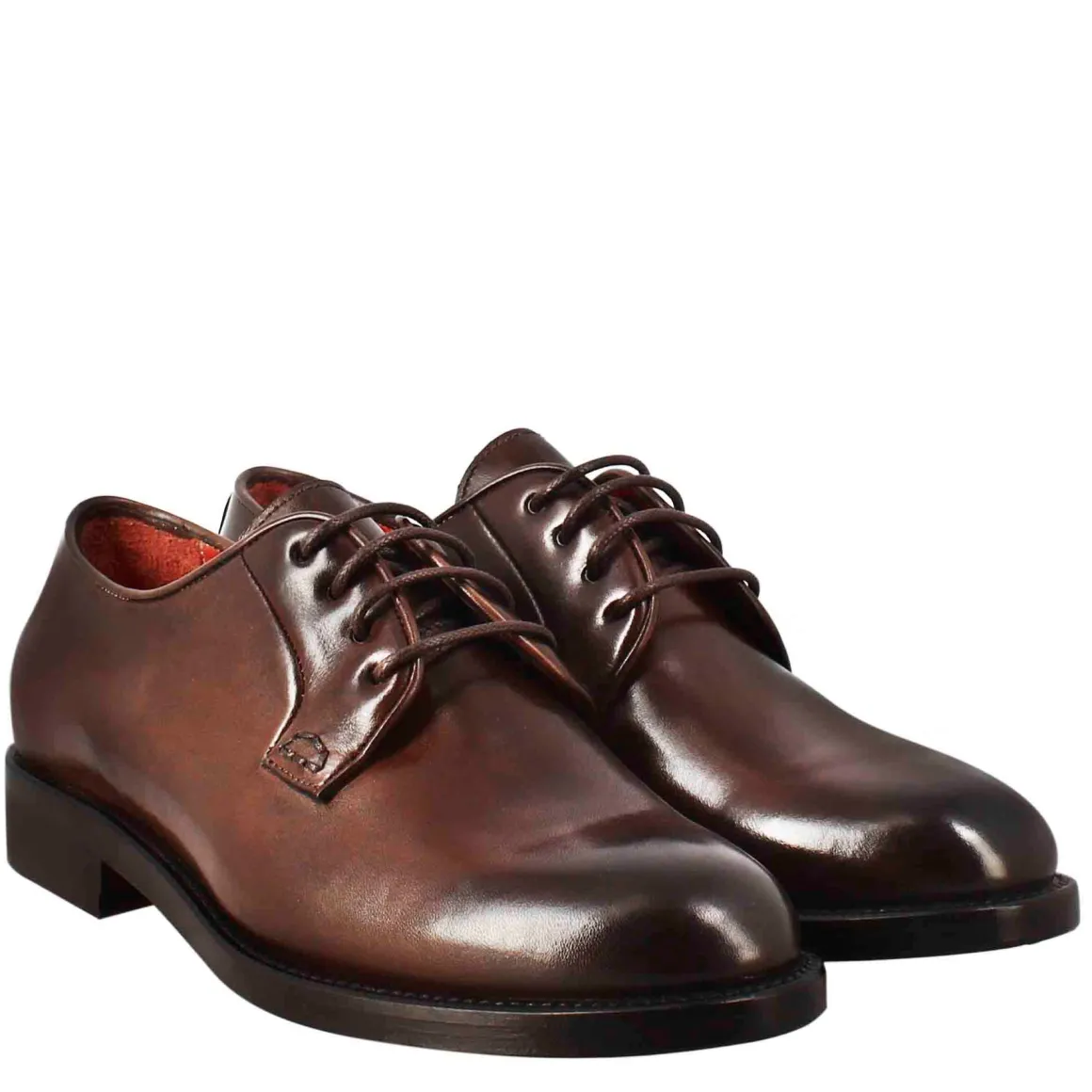 Derby Da Donna In Pelle Liscia Colore Marrone Scuro