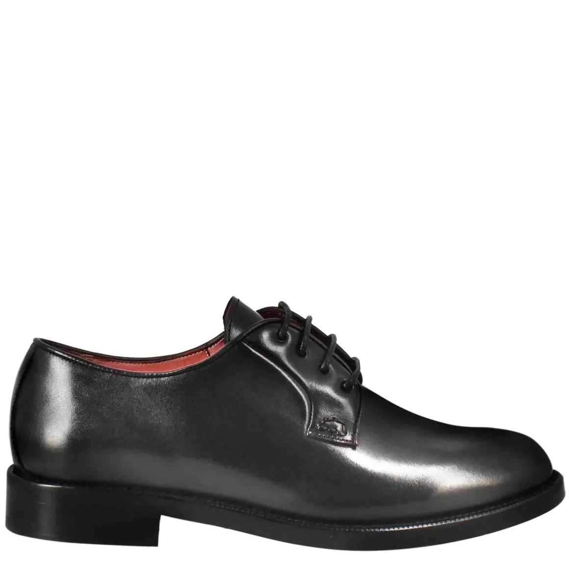 Derby Da Donna Liscio In Pelle Colore Nero