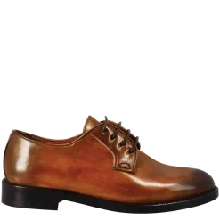Derby Da Donna Liscio In Pelle Colore Marrone Chiaro