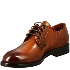 Derby Da Donna Liscio In Pelle Colore Marrone Chiaro