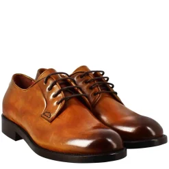 Derby Da Donna Liscio In Pelle Colore Marrone Chiaro