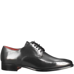 Derby Da Uomo In Pelle Colore Nero Liscia Con Punta Squadrata Con Disegno