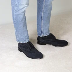 Derby Elegante Da Uomo In Pelle Scamosciata Colore Blu