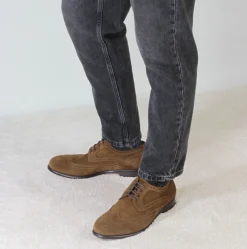 Derby Elegante Da Uomo In Pelle Scamosciata Colore Marrone