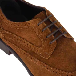 Derby Elegante Da Uomo In Pelle Scamosciata Colore Marrone