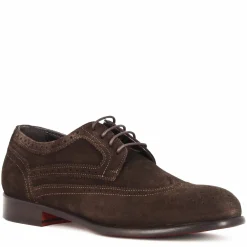 Derby Elegante Da Uomo In Pelle Scamosciata Colore Marrone Scuro