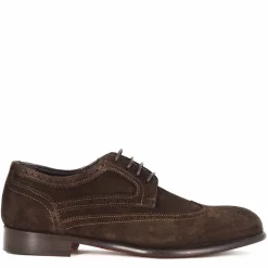 Derby Elegante Da Uomo In Pelle Scamosciata Colore Marrone Scuro
