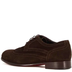 Derby Elegante Da Uomo In Pelle Scamosciata Colore Marrone Scuro