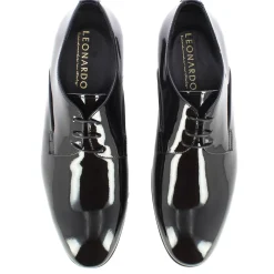 Derby Elegante Da Uomo In Pelle Lucida Colore Nero