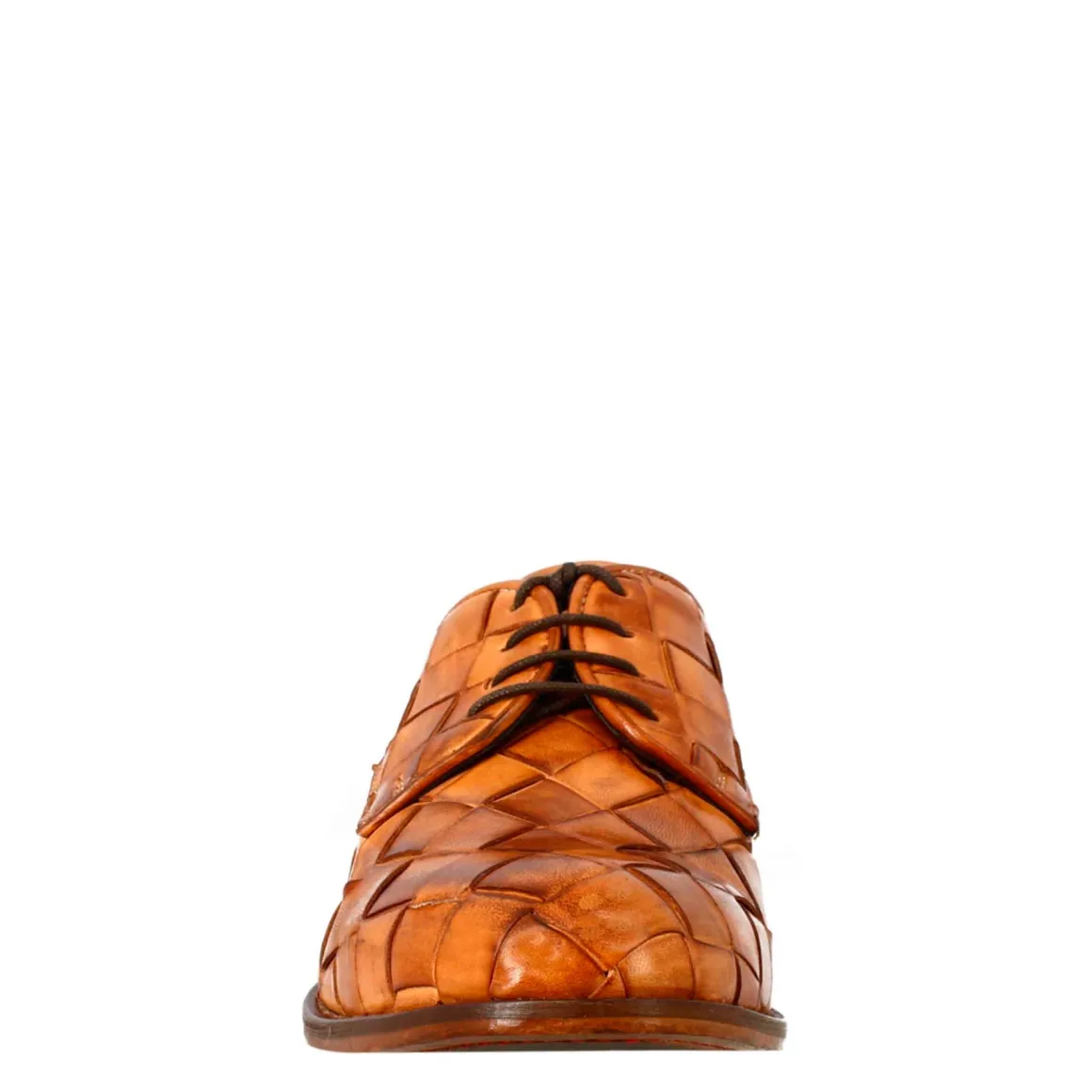 Derby Marrone Chiaro Vintage Elegante Da Uomo In Pelle Intrecciata