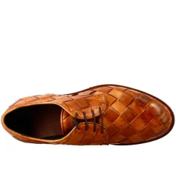 Derby Marrone Chiaro Vintage Elegante Da Uomo In Pelle Intrecciata