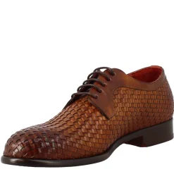 Derby Marrone Elegante Da Uomo In Pelle Fiore Intrecciata