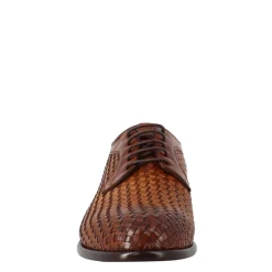 Derby Marrone Elegante Da Uomo In Pelle Fiore Intrecciata