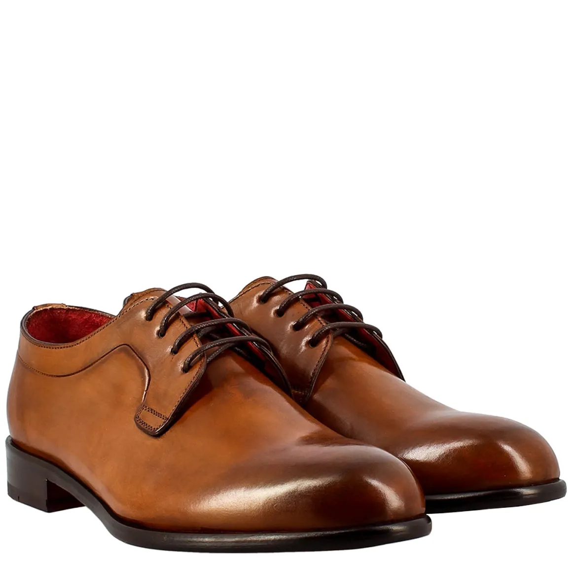 Derby Marrone Elegante Da Uomo In Pelle Liscia