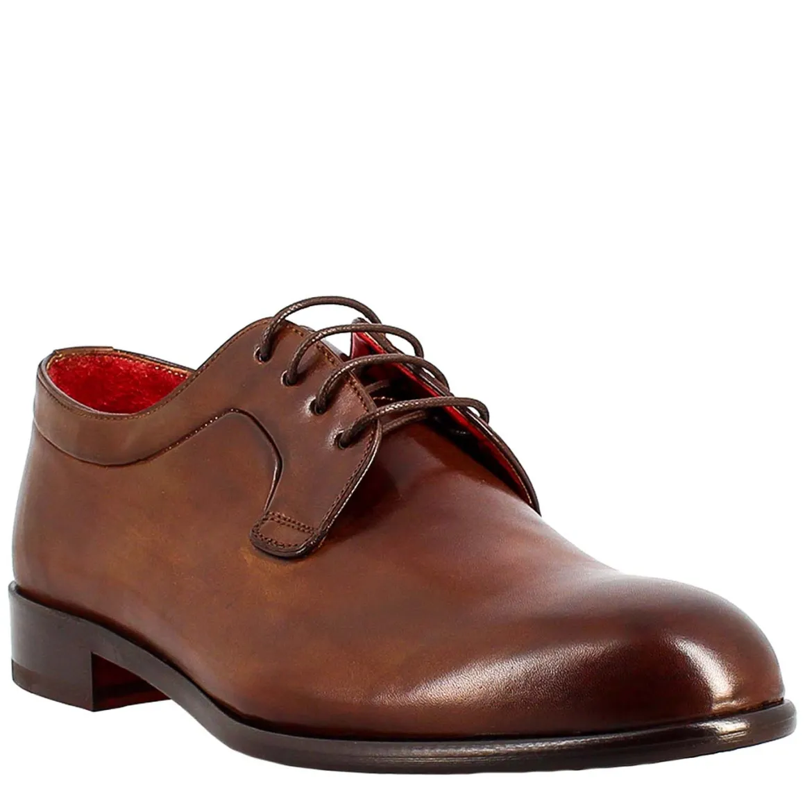 Derby Marrone Scuro Elegante Da Uomo In Pelle Liscia