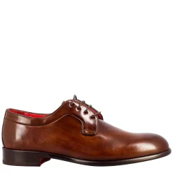 Derby Marrone Scuro Elegante Da Uomo In Pelle Liscia