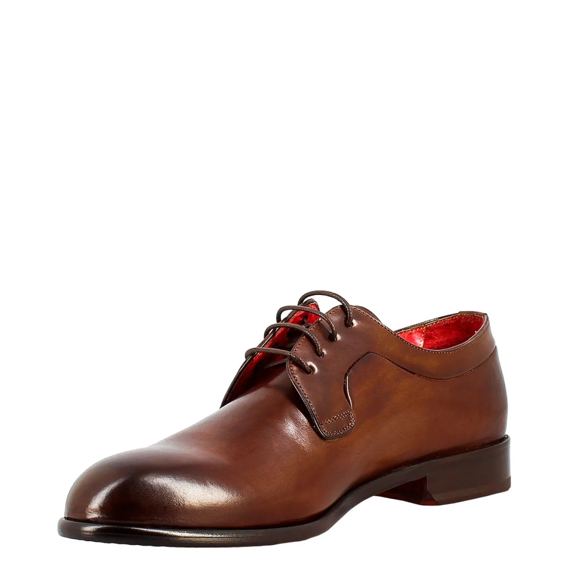 Derby Marrone Scuro Elegante Da Uomo In Pelle Liscia