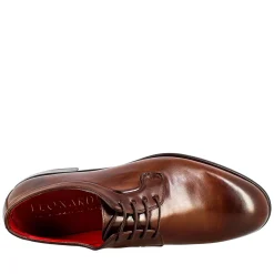 Derby Marrone Scuro Elegante Da Uomo In Pelle Liscia
