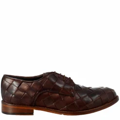 Derby Marrone Scuro Vintage Elegante Da Uomo In Pelle Intrecciata
