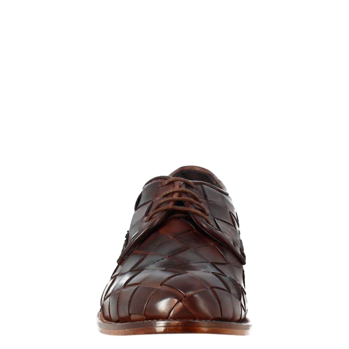 Derby Marrone Scuro Vintage Elegante Da Uomo In Pelle Intrecciata