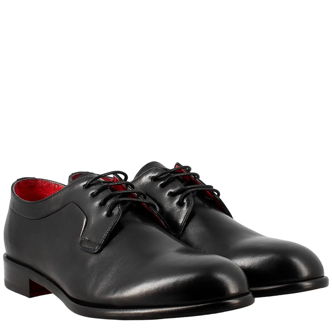 Derby Nero Elegante Da Uomo In Pelle Liscia