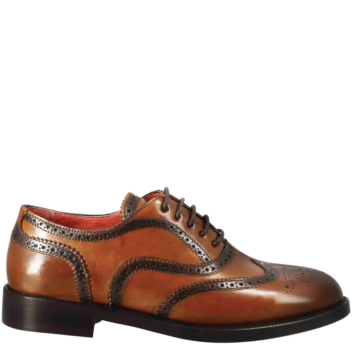 Francesina Da Donna Con Effetto Brogue In Pelle Colore Marrone Chiaro