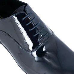 Francesina Elegante Da Uomo In Pelle Verniciata Colore Blu Da Cerimonia