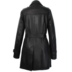 Giacca Da Donna Stile Trench In Pelle Alta Qualità Colore Nero