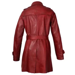 Giacca Da Donna Stile Trench In Pelle Alta Qualità Colore Rosso