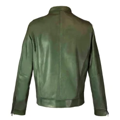 Giacca Da Uomo In Pelle Colore Verde Conciata Al Vegetale