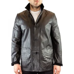 Giacca Formale Reversibile Da Uomo Fatta A Mano In Pelle Di Renna E Agnello Nera
