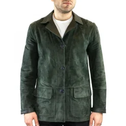 Giacca Formale Reversibile Da Uomo Fatta A Mano In Pelle Di Renna E Agnello Verde