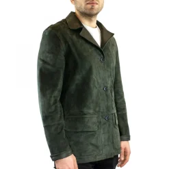 Giacca Formale Reversibile Da Uomo Fatta A Mano In Pelle Di Renna E Agnello Verde