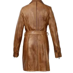 Giacca Lunga Da Donna In Pelle Marrone