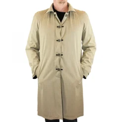 Giacca Lunga Reversibile Da Uomo In Pelle Nera Con Bottoni