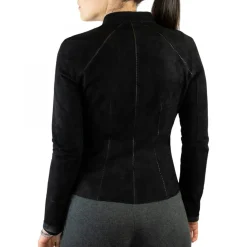 Giacca Reversibile Astrid Da Donna Fatta A Mano In Pelle Di Renna Nera Con Cerniera
