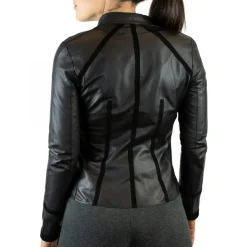 Giacca Reversibile Astrid Da Donna Fatta A Mano In Pelle Di Renna Nera Con Cerniera