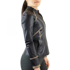 Giacca Reversibile Astrid Da Donna Fatta A Mano In Pelle Di Renna Taupe E Pelle Di Agnello Nera