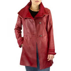 Giacca Reversibile Da Donna Fatta A Mano In Pelle Di Renna E Agnello Rosso