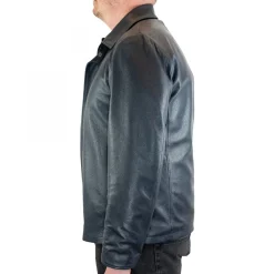 Giacca Reversibile Da Uomo In Pelle Blu Chiusura Con Cerniera