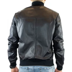 Giacca Reversibile Da Uomo Fatta A Mano In Pelle Di Renna E Agnello Taupe E Blu