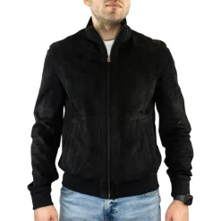 Giacca Reversibile Da Uomo Fatta A Mano In Pelle Di Renna E Di Agnello Nera