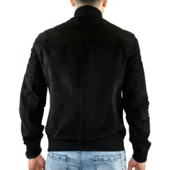 Giacca Reversibile Da Uomo Fatta A Mano In Pelle Di Renna E Di Agnello Nera