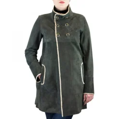 Giacca Reversibile Elegante Abois Da Donna Fatta A Mano In Pelle Grigia Con Dettagli Pitone
